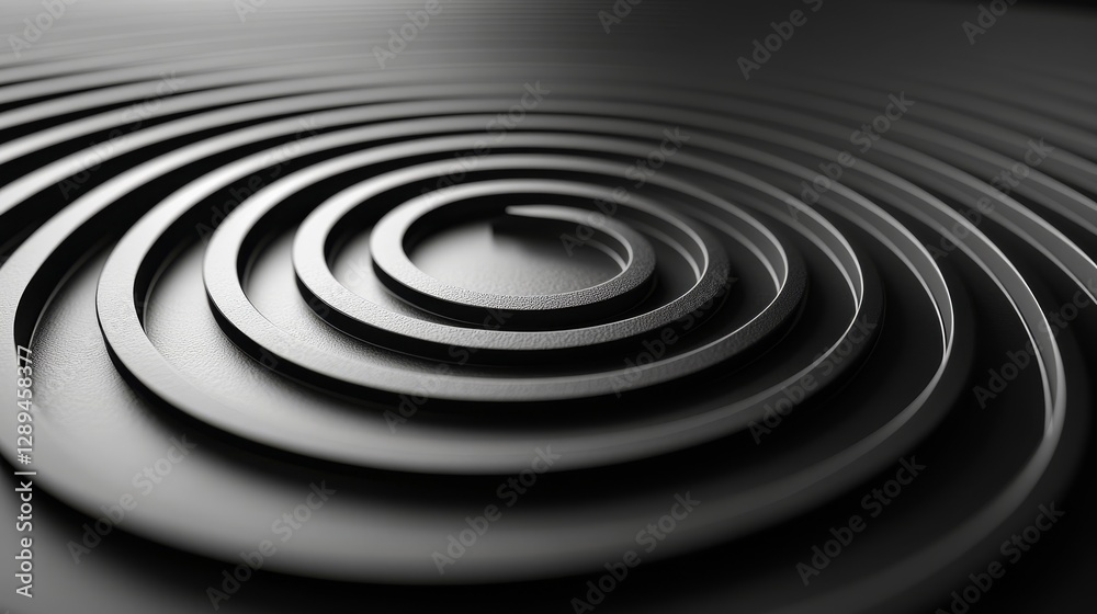 Concentric Spiraling Shapes Appear in a Grey Toned Three Dimensional Perspective Concentric Spiraling Shapes Appear in a Grey Toned Three Dimensional Perspective