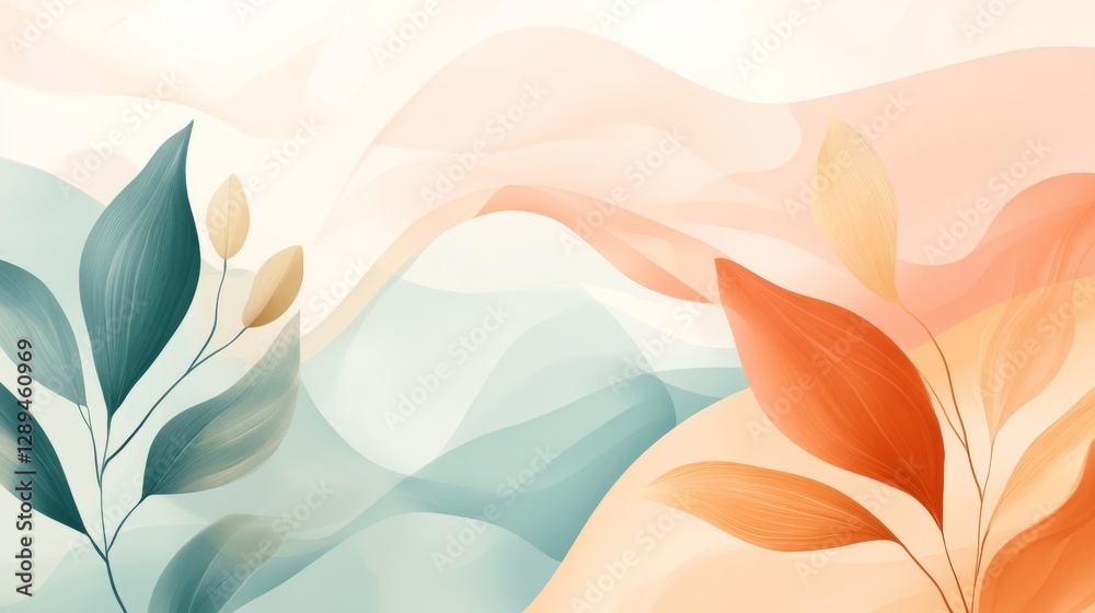 Obraz premium A watercolor abstract image featuring floral elements and soft colors
