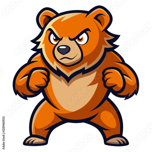  Fierce Bear Standing on Two Legs – Fighting Pose Vector Illustration,  Fierce bear standing on two legs in a fighting pose, vector illustration for digital designs.