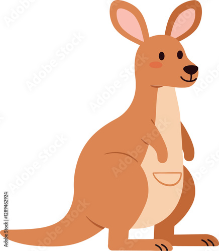Cute kangaroo character in a playful pose, minimal design style, cheerful and friendly expression, vector illustration