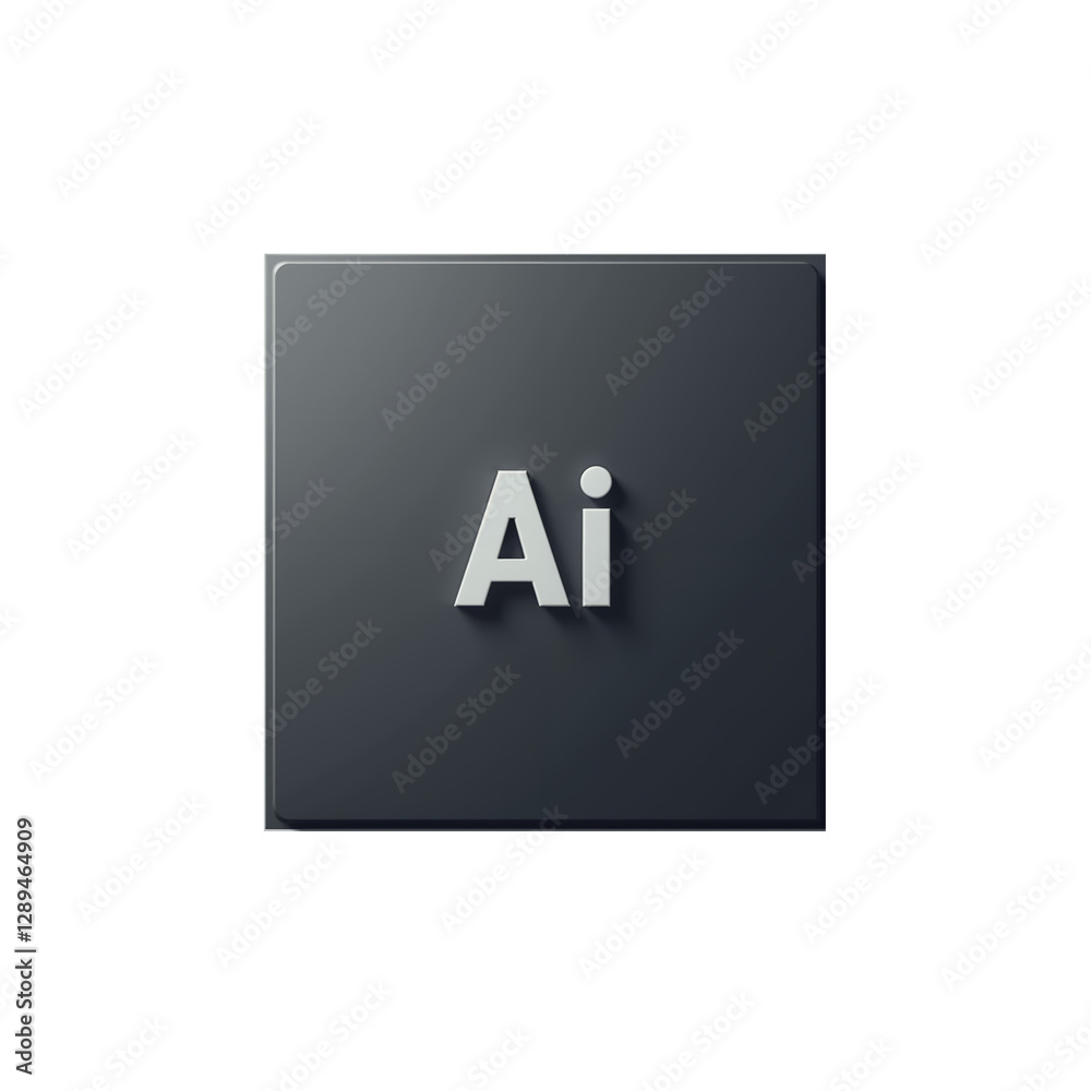 Black square AI chip with white Ai letters, sleek modern design, minimalistic approach showcasing technology concept Black square AI chip with white Ai letters, sleek modern design, minimalistic approach showcasing technology concept