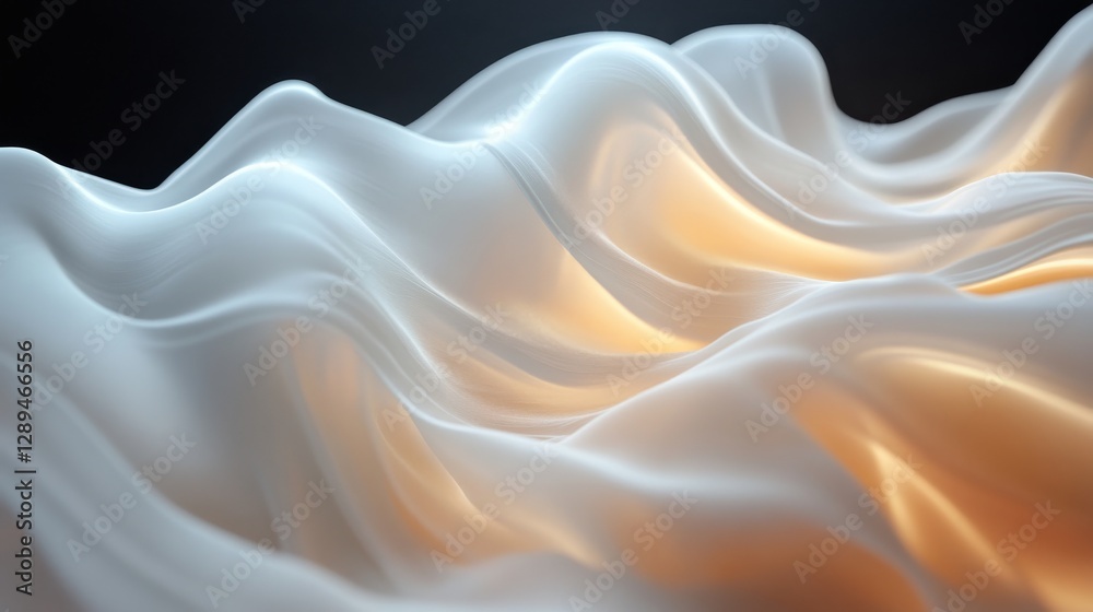Obraz premium Smooth flowing waves of luminescent white and golden light