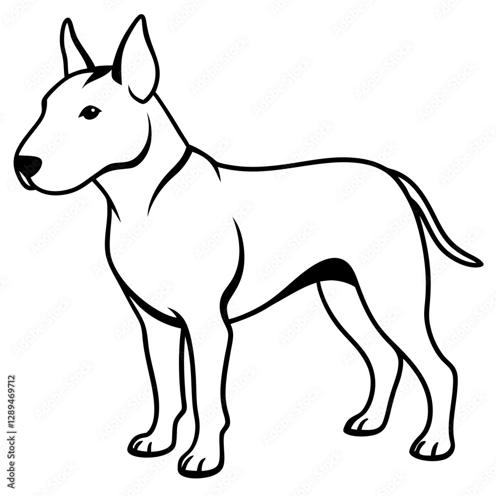 Bull Terrier Silhouette Vector on White Background Bull Terrier Silhouette Vector on White Background