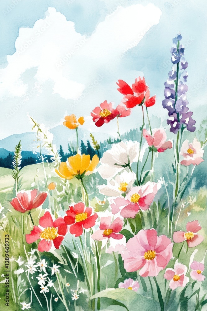 Obraz premium Beautiful colorful wild flowers in Spring.