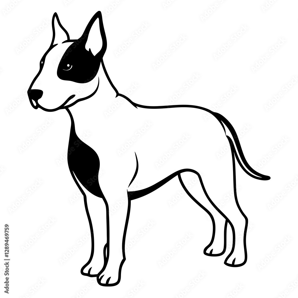 Bull Terrier Silhouette Vector on White Background Bull Terrier Silhouette Vector on White Background