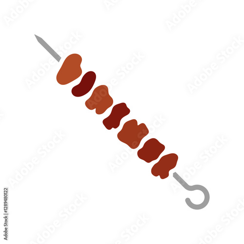 Shashlik on a skewer icon. Colored silhouette. Side view. Vector simple flat graphic illustration. Isolated object on white background. Isolate.
