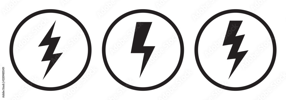 Lightning Vector Icon Set - Energy and Storm Design Collection Lightning Vector Icon Set - Energy and Storm Design Collection