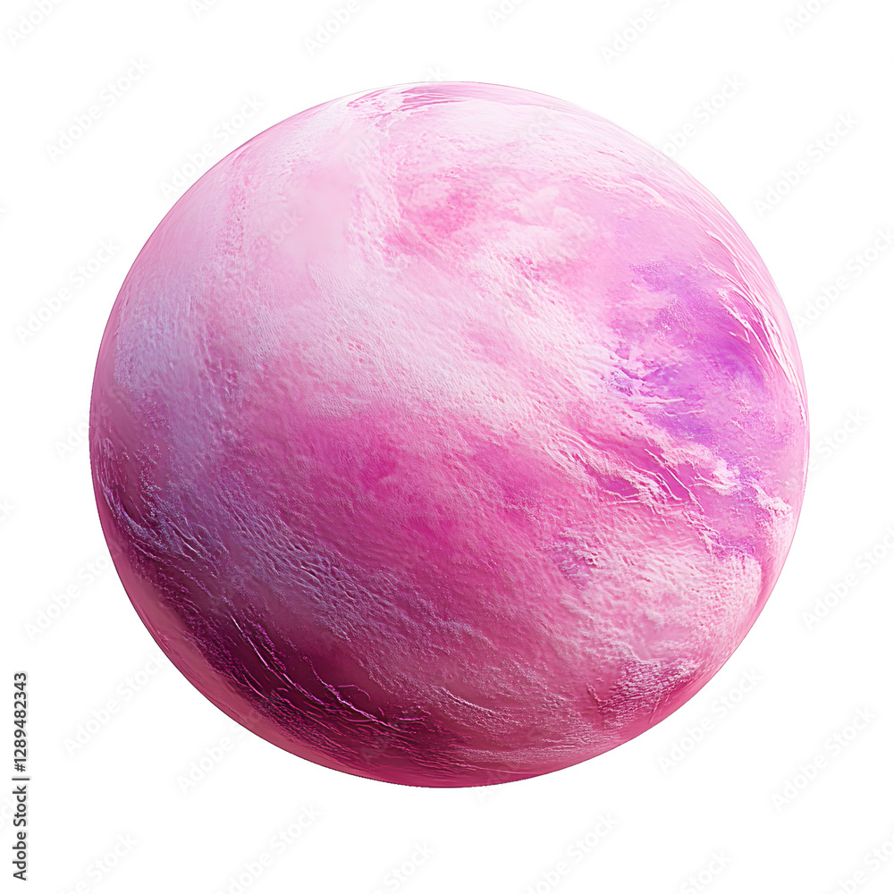 Fototapeta premium A pink planet isolated on white background - Generative AI