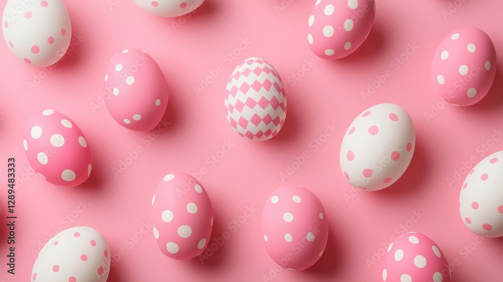 Pattern of pink and white Easter eggs on a pastel background Pattern of pink and white Easter eggs on a pastel background