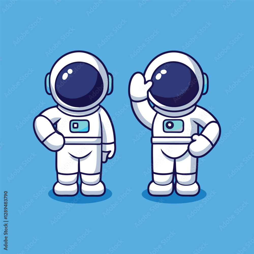 Astronauts Talking Cartoon Illustration - Science Technology Concept Astronauts Talking Cartoon Illustration - Science Technology Concept
