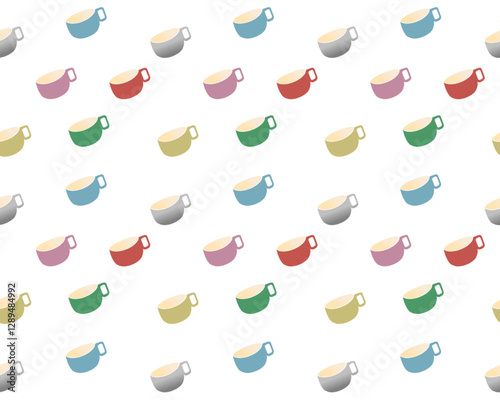 Seamless pattern with color cup of coffee.
