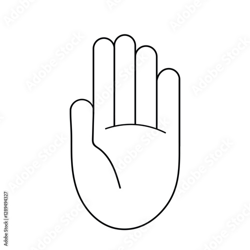 Attention, warning, danger and safety concept. Hand palm stop sign editable stroke outline icon isolated on white background flat vector