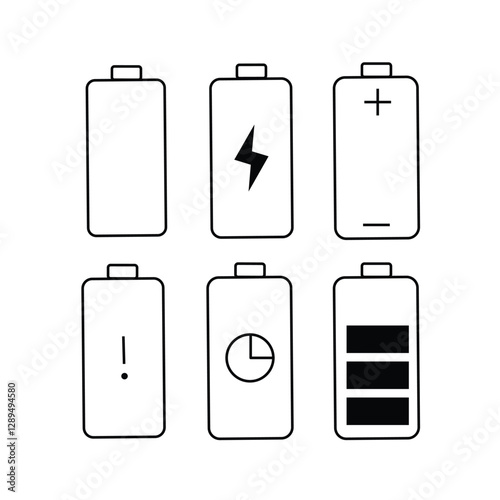 Battery Icon Set Vector Design. Battery icon vector set isolated on white background. Battery level display mark set. Vector illustration.