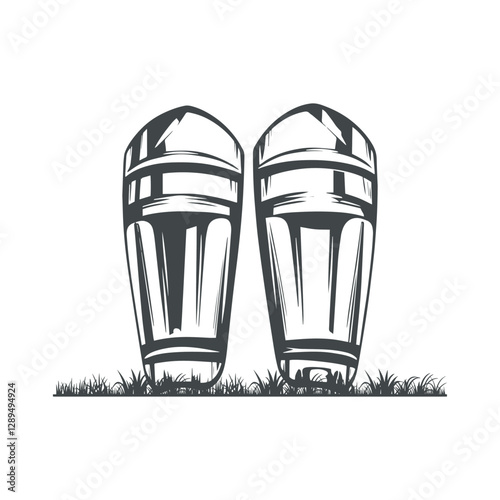 Cricket Leg Guards Black and White Vector Design Illustration