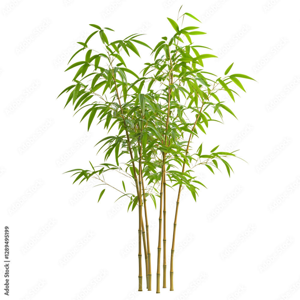 Fototapeta premium Vibrant Indoor Bamboo Plant with Green Leaves Isolated on Transparent Background