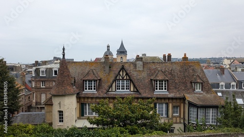 View of the city of Dieppe from the top of Château de Dieppe, Seine-Maritime, Normandy, France