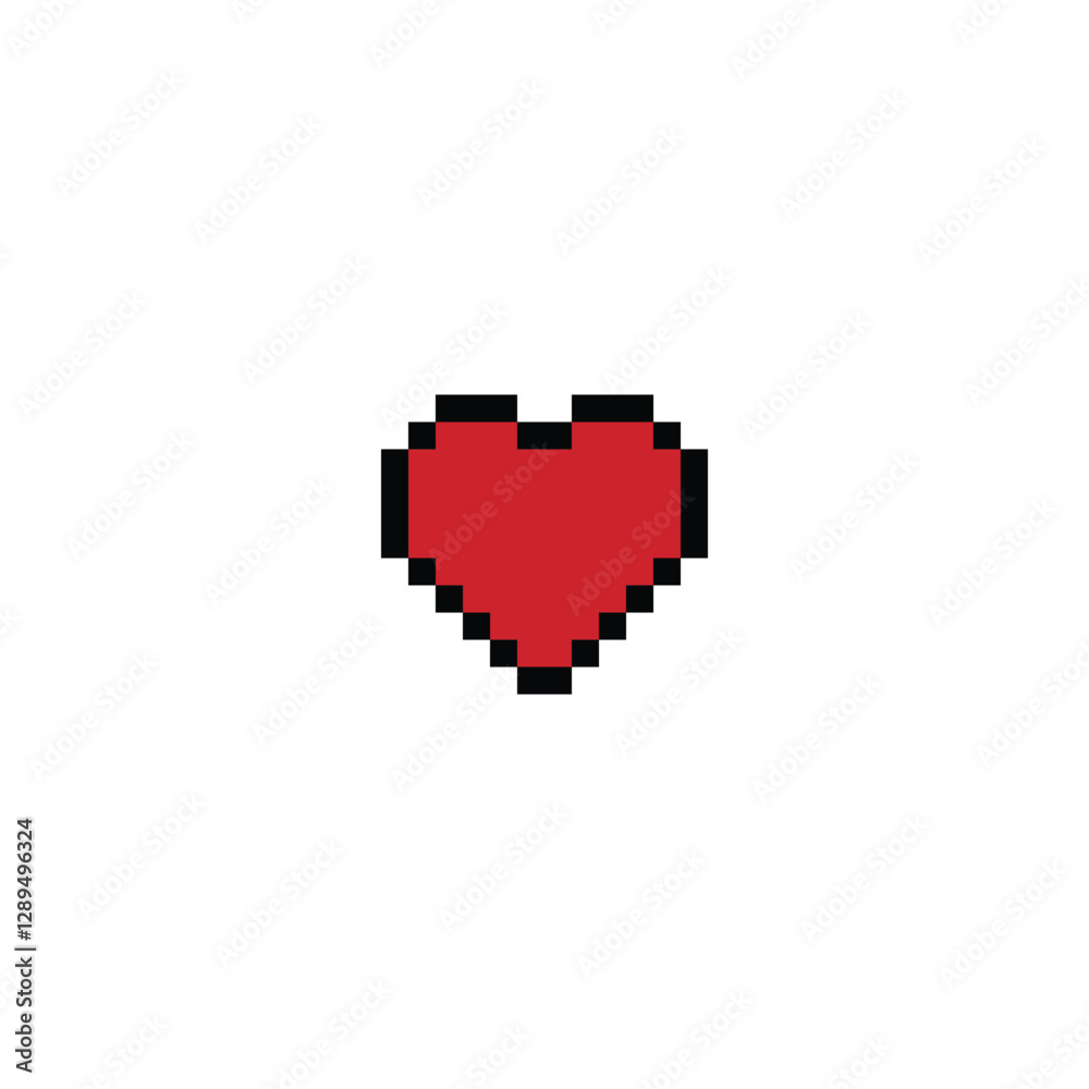 Fototapeta premium Cute pixel cartoon 8bit character feel love happy happiness heart emotion decoration in love 8 bit happy red heart video game isolated PNG vector.