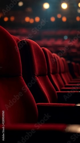 Empty Theater Seats with Dimmed Lights
