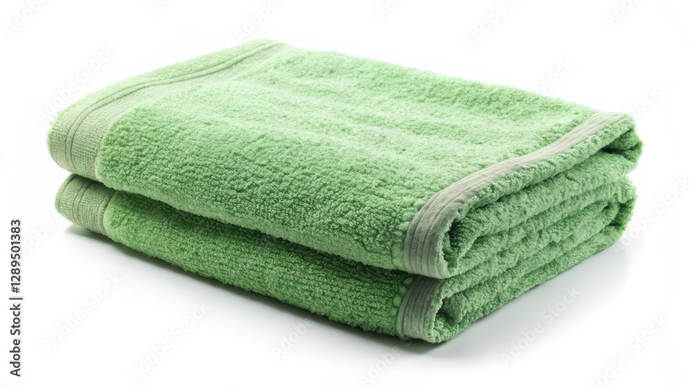 Folded Light Green Towels on White Background Folded Light Green Towels on White Background