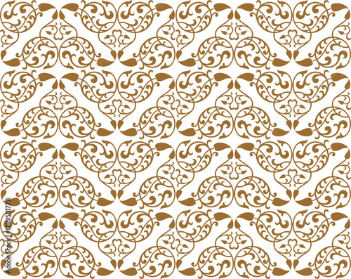 Seamless pattern decorative vintage, vector background, golden, iwallpaper, paper, wrapper, fabric, ornamental textile