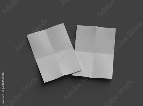3d rendered image of a A4 bented sheet of a paper isolated on a dark grey background photo