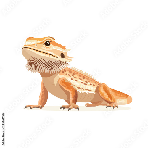 Minimalist flat illustration of Bearded Dragon, featuring a clean design isolated on a white background.

