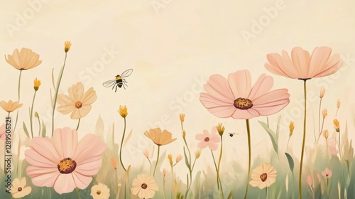 Obraz na płótnie Bee and flowers in Spring. w salonie