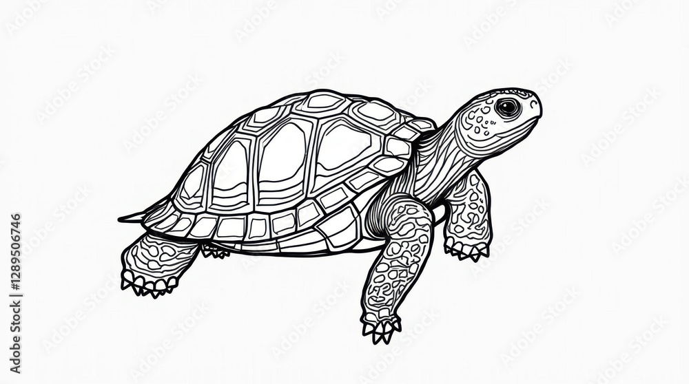 Fototapeta premium Line Art of Turtle with Patterned Shell