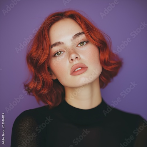 Woman with Red Hair Looking at Camera
