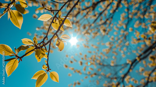 spring tree with blue sky