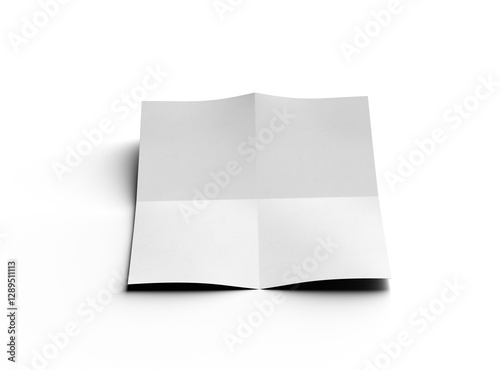 3d rendered image of a A4 bented sheet of a paper isolated on a transparent background photo