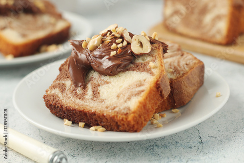 Wallpaper Mural A piece of marble biscuit with chocolate cream and nuts	 Torontodigital.ca