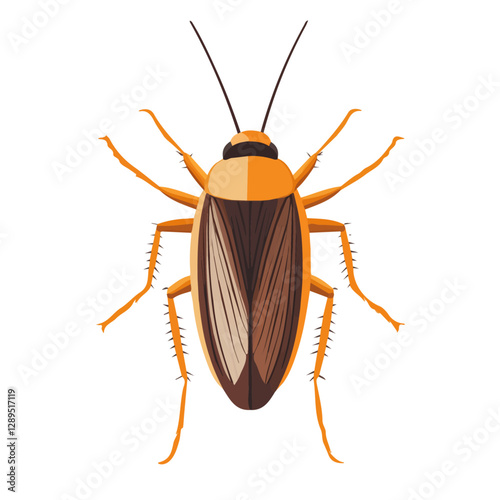Minimalist flat illustration of Cockroach, featuring a clean design isolated on a white background.

