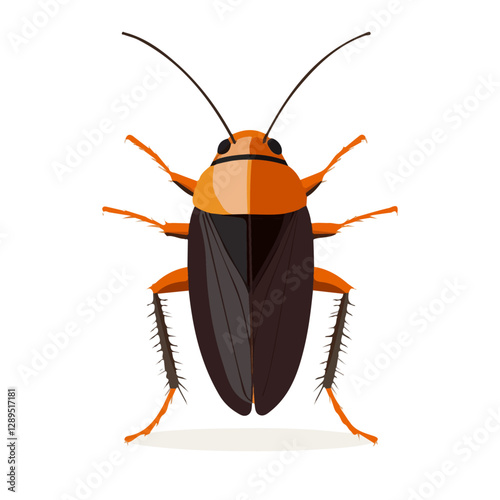 Minimalist flat illustration of Cockroach, featuring a clean design isolated on a white background.

