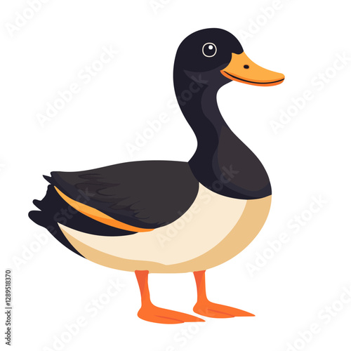 Minimalist flat illustration of Duck, featuring a clean design isolated on a white background.

