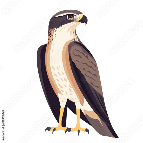 Minimalist flat illustration of Falcon, featuring a clean design isolated on a white background.

