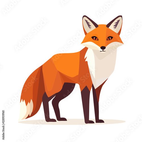Minimalist flat illustration of Fox, featuring a clean design isolated on a white background.

