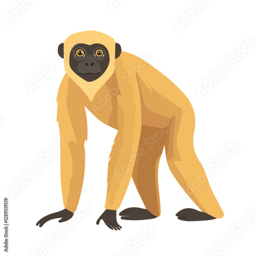 Minimalist flat illustration of Gibbon, featuring a clean design isolated on a white background.

