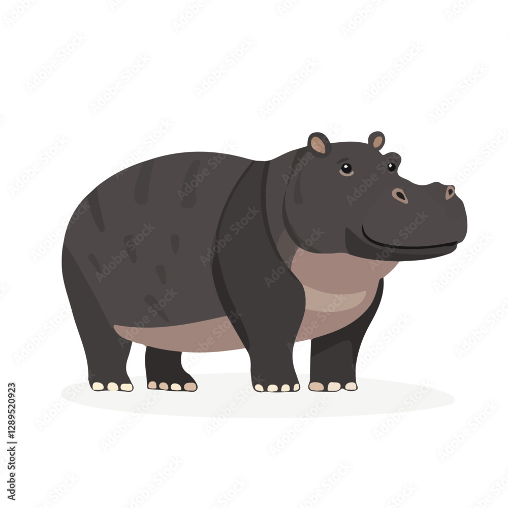 Minimalist flat illustration of Hippopotamus, featuring a clean design isolated on a white background.
Minimalist flat illustration of Hippopotamus, featuring a clean design isolated on a white background.