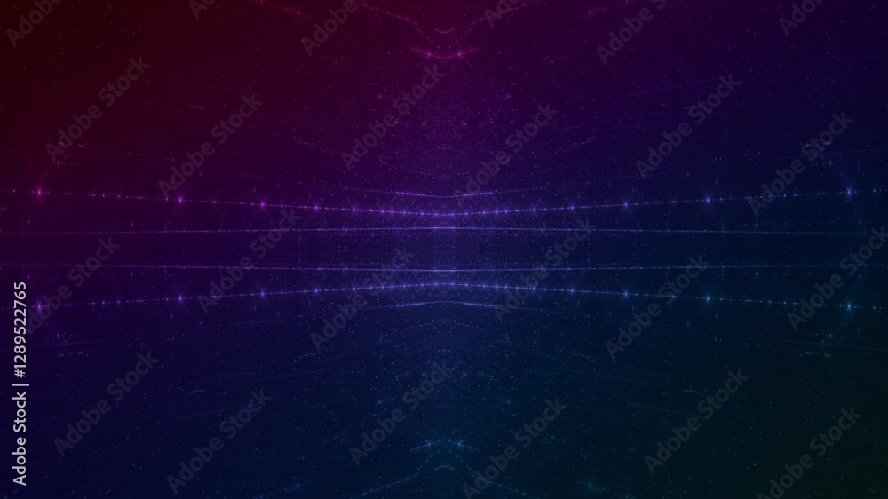 energievoll leuchtende Lichtpunkte bewegen sich langsam Richtung Zentrum, digitaler Datentransfer, Algorithmus, Internet, Datenfluss, Geschwindigkeit, Wandel, Austausch, violett, pink
