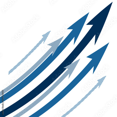 Background illustration of a curved blue upward arrow