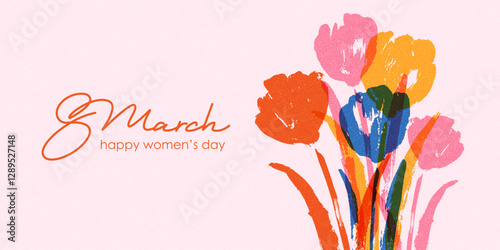 Spring flowers. 8 March, womens day, mother's day holiday cards set. Bright colorful botanical background, pattern. 