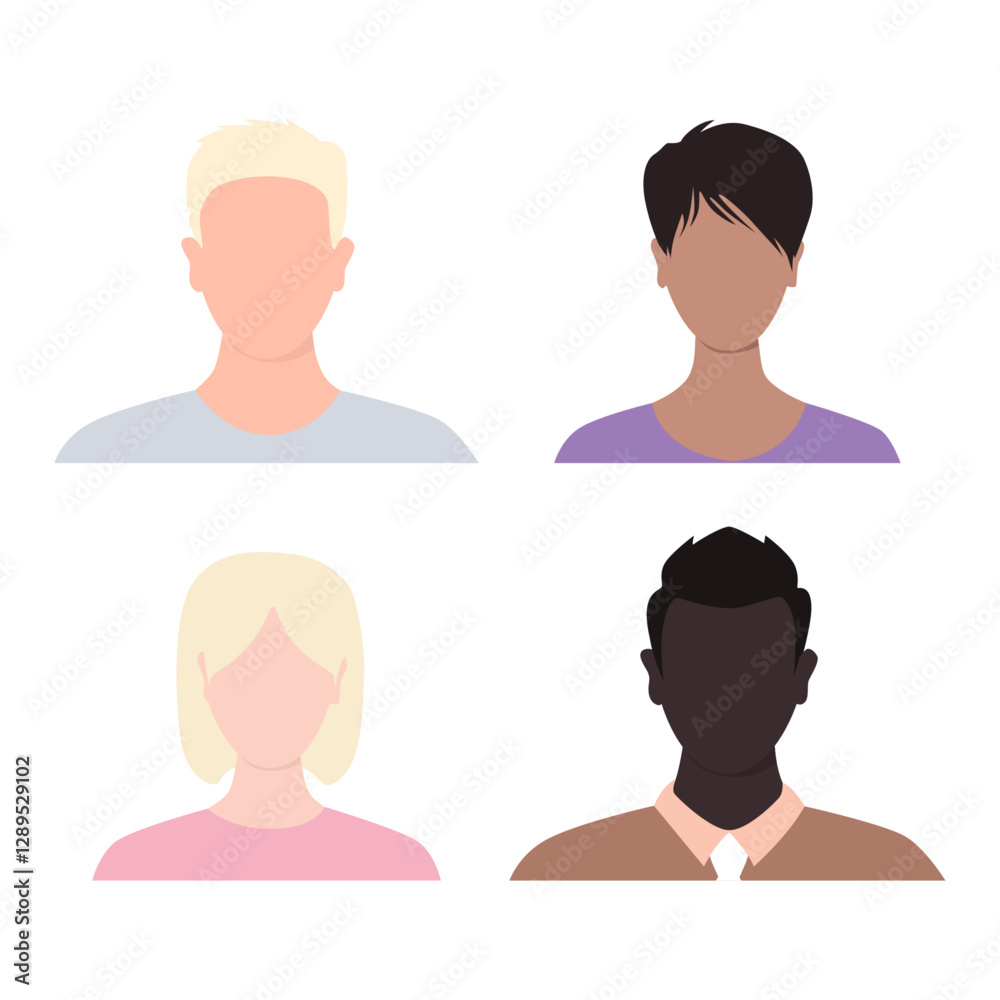 Vector flat illustration. Avatar, user profile, person icon, profile picture. Suitable for social media profiles, icons, splash screens and as a template. Vector flat illustration. Avatar, user profile, person icon, profile picture. Suitable for social media profiles, icons, splash screens and as a template.