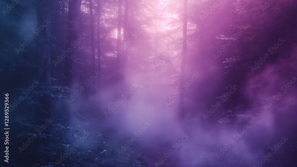 Naklejka premium fog and sunrise in the forest abstract light background