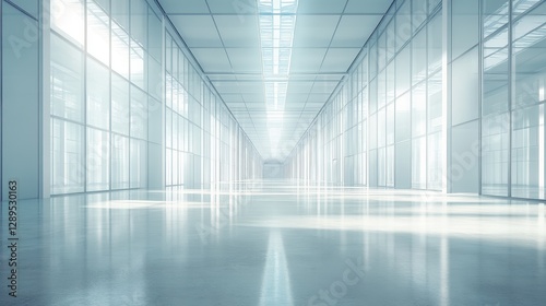 Wallpaper Mural Futuristic glass corridor with soft natural lighting and sleek architecture Torontodigital.ca