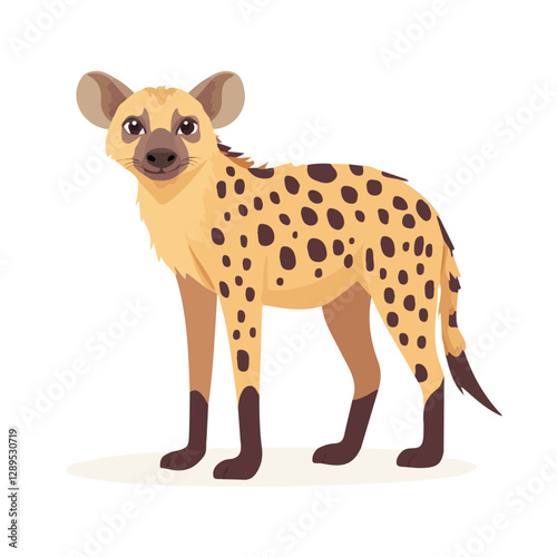 Minimalist flat illustration of Hyena, featuring a clean design isolated on a white background.

