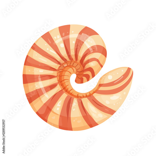 Minimalist flat illustration of Nautilus, featuring a clean design isolated on a white background.

