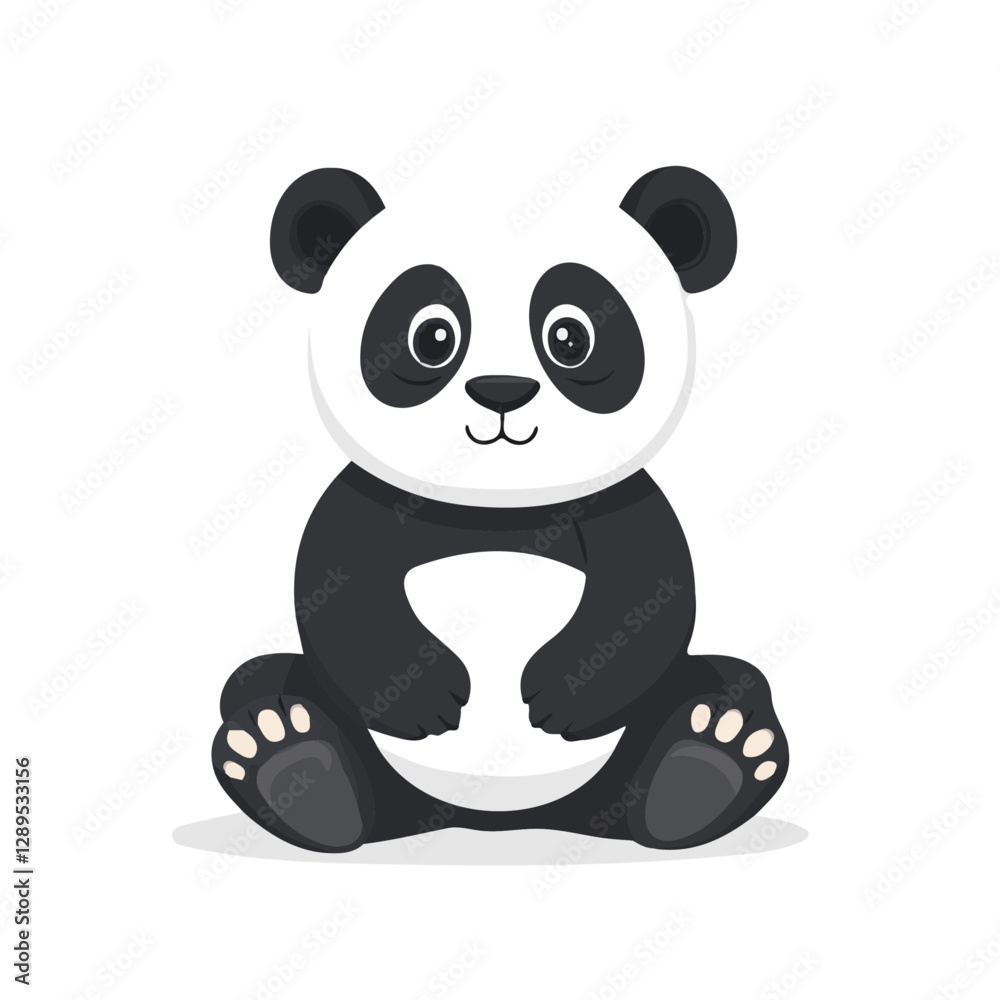 Minimalist flat illustration of Panda, featuring a clean design isolated on a white background.
Minimalist flat illustration of Panda, featuring a clean design isolated on a white background.