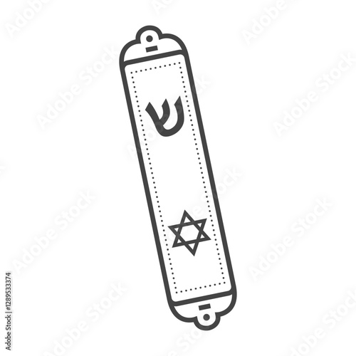 Mezuzah doorpost  line illustration on white background