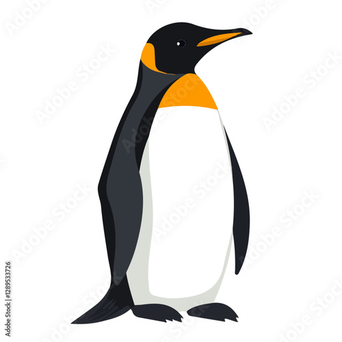 Minimalist flat illustration of Penguin, featuring a clean design isolated on a white background.

